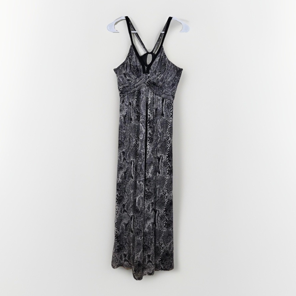 Express Maxi Dress Womens Small Black Snakeskin Braided Keyhole Racerback Boho